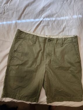 Old Navy Olive Cotton Flat-Front Shorts